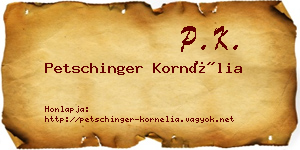 Petschinger Kornélia névjegykártya